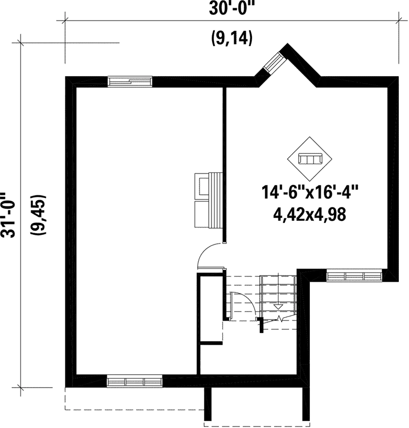 Modern House Plan Lower Level Floor - Serissa Split-Level Home 126D-0283 - Shop House Plans and More