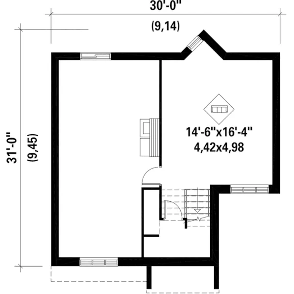 Modern House Plan Lower Level Floor - Serissa Split-Level Home 126D-0283 - Shop House Plans and More