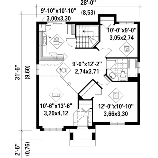 Colonial House Plan First Floor - Abrienda Contemporary Home 126D-0286 - Search House Plans and More