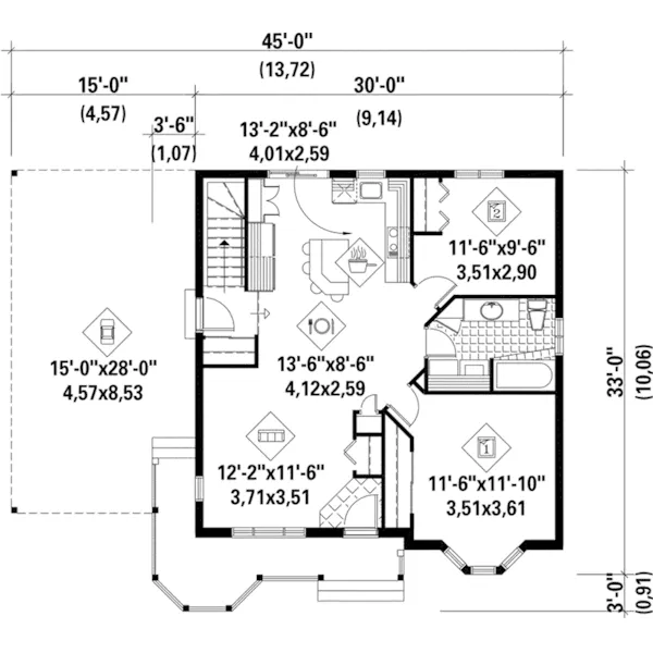 Victorian House Plan First Floor - Paisley Creek Country Home 126D-0293 - Shop House Plans and More