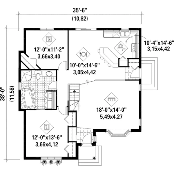 Ranch House Plan First Floor - Rico Ranch Home 126D-0296 - Shop House Plans and More