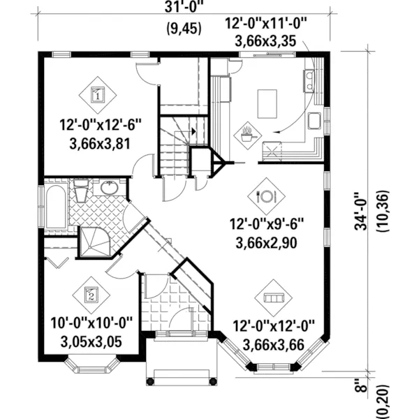 Modern House Plan First Floor - Scott Cove Victorian Home 126D-0298 - Shop House Plans and More