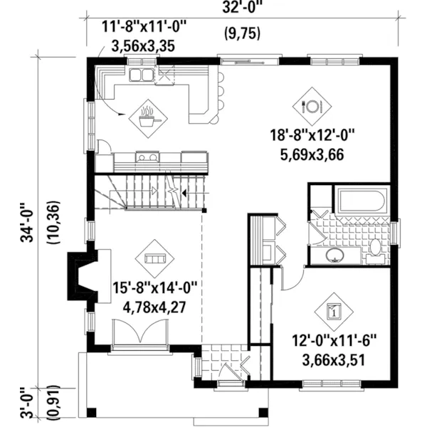 Country House Plan First Floor - Wamsley Country Home 126D-0300 - Shop House Plans and More