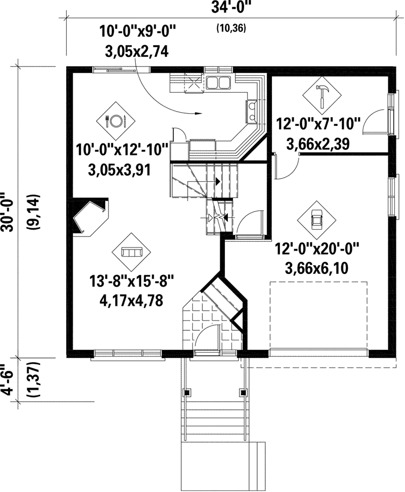 Country House Plan First Floor - Xander Split-Level Home 126D-0301 - Shop House Plans and More