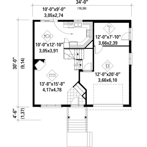 Country House Plan First Floor - Xander Split-Level Home 126D-0301 - Shop House Plans and More