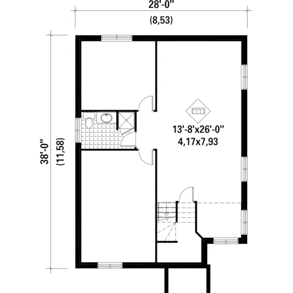 Colonial House Plan Lower Level Floor - Cady Country Ranch Home 126D-0304 - Search House Plans and More