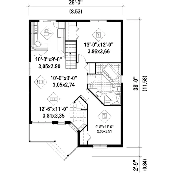 Ranch House Plan First Floor - Bostic Raised Ranch Home 126D-0306 - Search House Plans and More