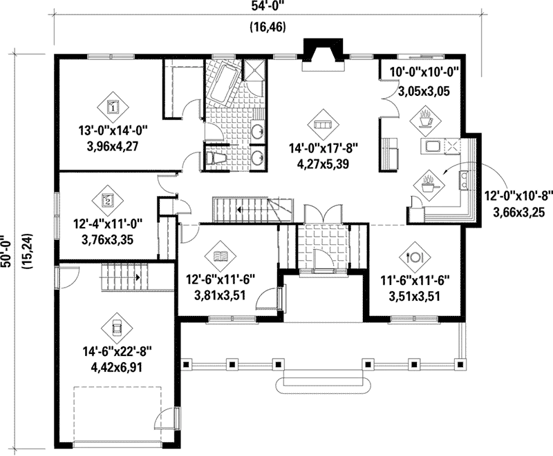 Country House Plan First Floor - Anibel Country Ranch Home 126D-0307 - Search House Plans and More