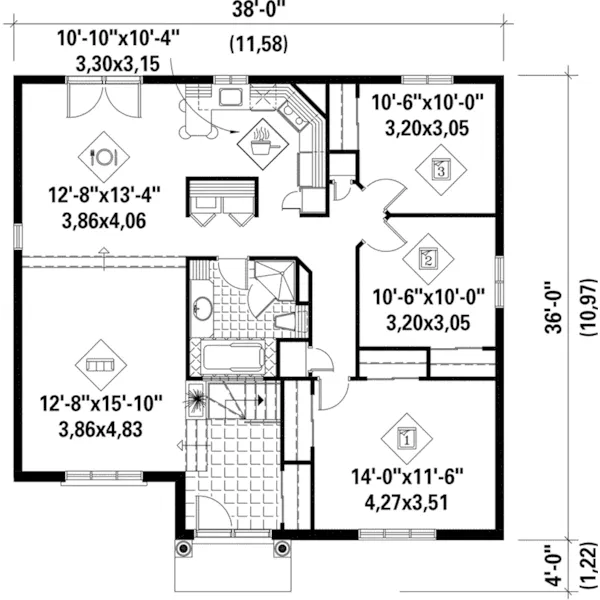 Southern House Plan First Floor - Swan Shores Southern Home 126D-0309 - Shop House Plans and More