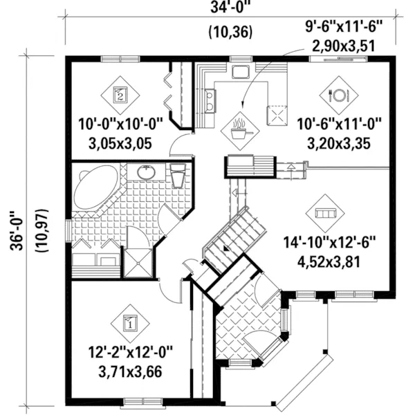 European House Plan First Floor - Doellman Traditional Home 126D-0313 - Search House Plans and More