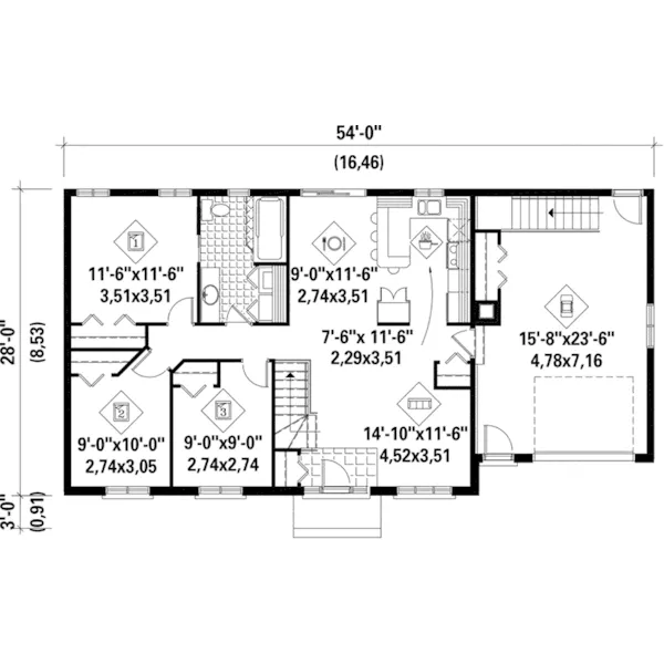 European House Plan First Floor - Monte Traditional Ranch Home 126D-0316 - Shop House Plans and More