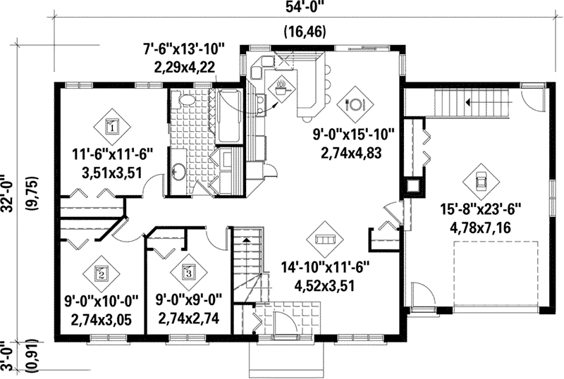Ranch House Plan First Floor - Revelin Ranch Home 126D-0318 - Shop House Plans and More