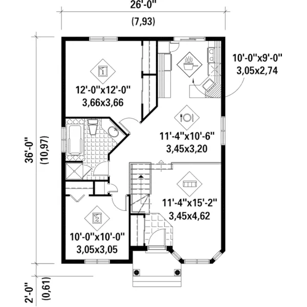 Ranch House Plan First Floor - Strobach Raised Ranch Home 126D-0320 - Shop House Plans and More