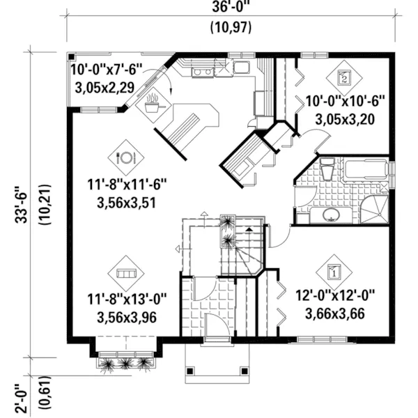 Country House Plan First Floor - Quarry Ridge Ranch Home 126D-0326 - Shop House Plans and More