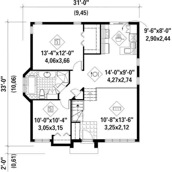 European House Plan First Floor - Benita Contemporary Home 126D-0327 - Search House Plans and More