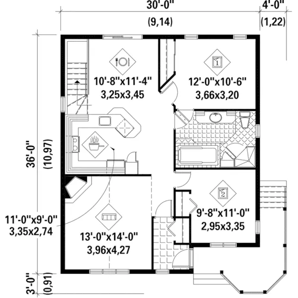 Ranch House Plan First Floor - Glory Country Ranch Home 126D-0329 - Search House Plans and More