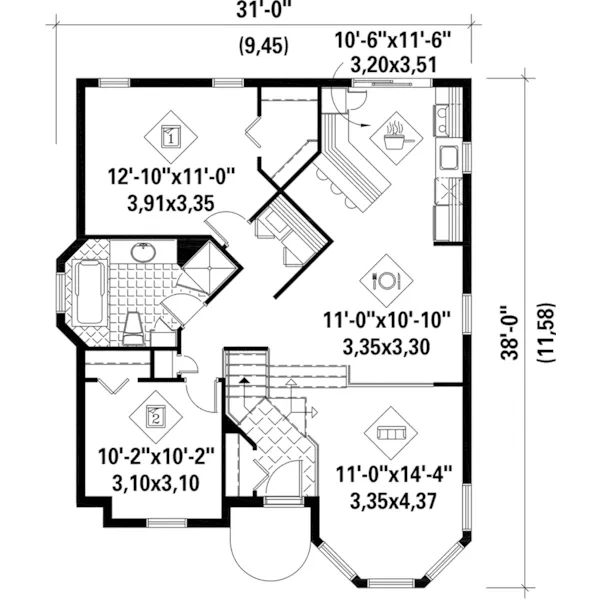 Victorian House Plan First Floor - Saxen Victorian Home 126D-0334 - Shop House Plans and More