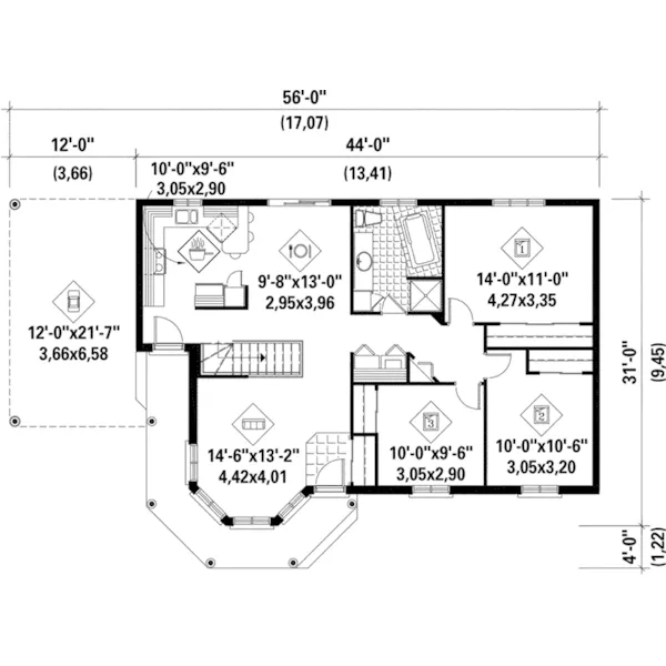 Victorian House Plan First Floor - Thorburg Country Home 126D-0335 - Shop House Plans and More