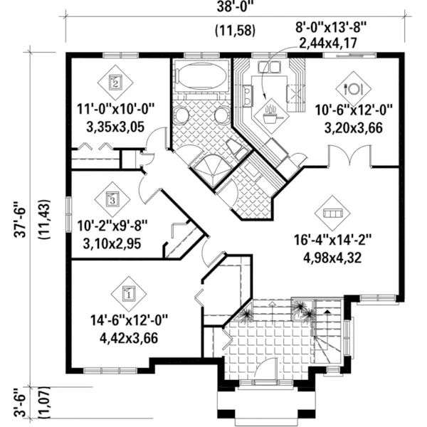 Modern House Plan First Floor - Hallmar Contemporary Home 126D-0337 - Search House Plans and More