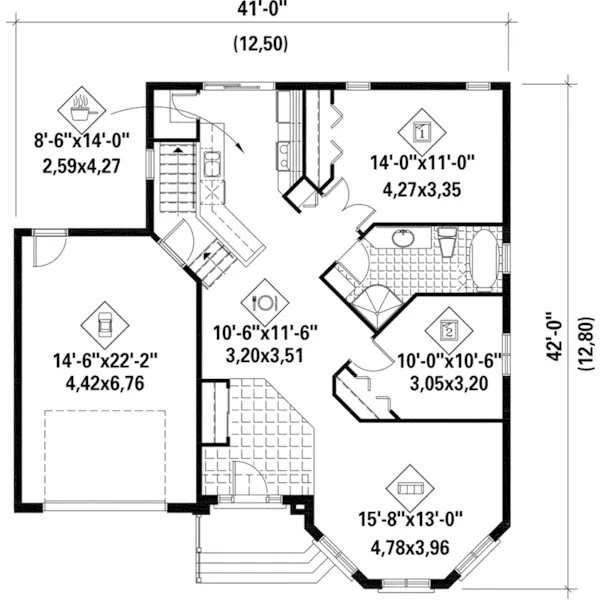 Ranch House Plan First Floor - Abbot Lane Victorian Home 126D-0350 - Search House Plans and More