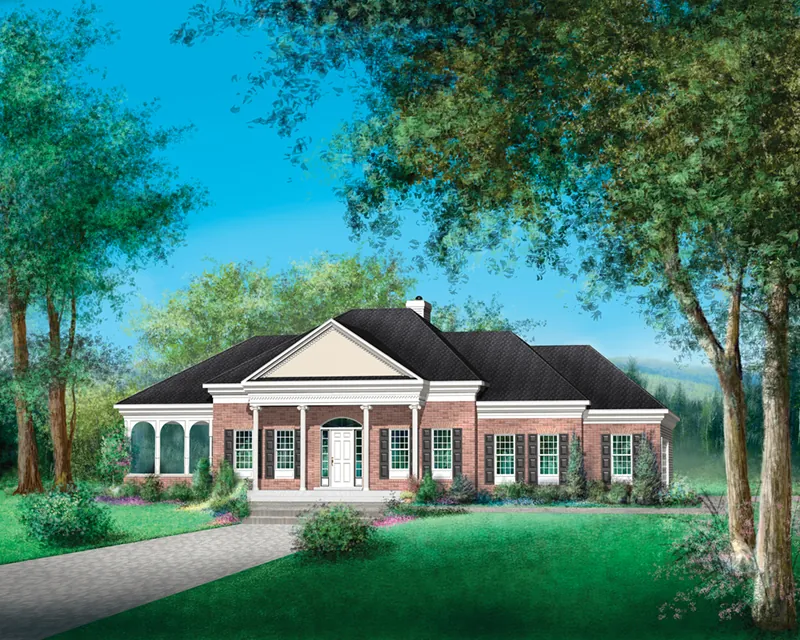 Greek Revival House Plan Front of Home - Arber Colonial Home 126D-0352 - Search House Plans and More