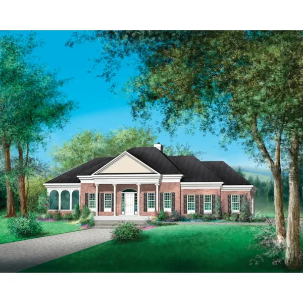 Southern Plantation House Plan Front of Home - Arber Colonial Home 126D-0352 - Search House Plans and More