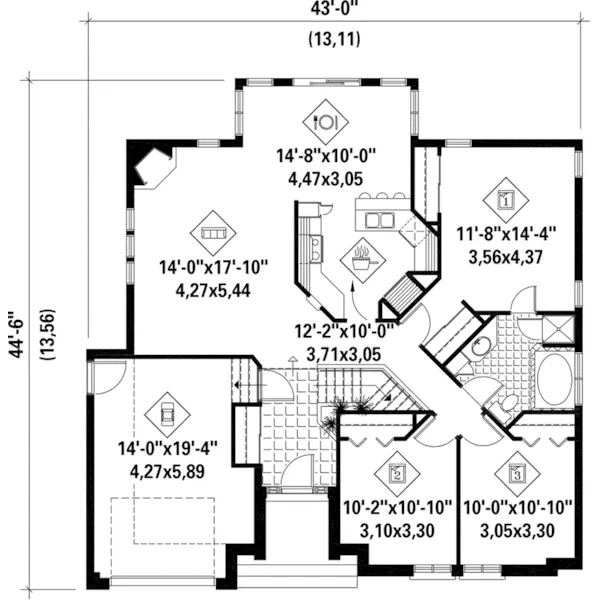 Ranch House Plan First Floor - Benson Bluff Traditional Home 126D-0353 - Search House Plans and More