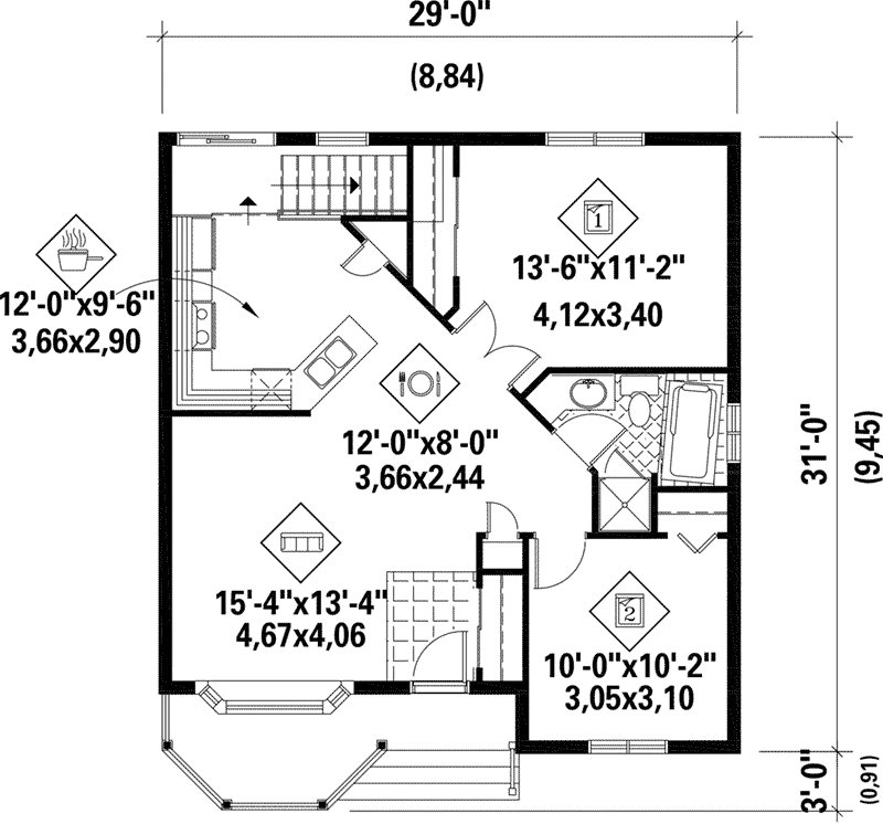 Country House Plan First Floor - Ginger Field Country Home 126D-0356 - Search House Plans and More
