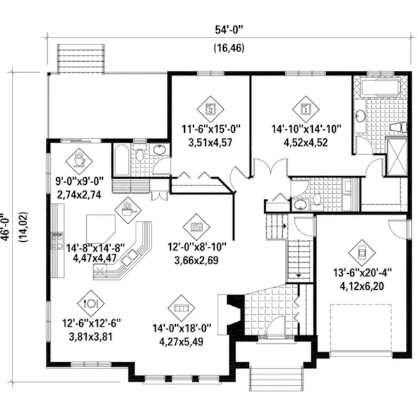 Craftsman House Plan First Floor - Fogelbach European Home 126D-0358 - Search House Plans and More