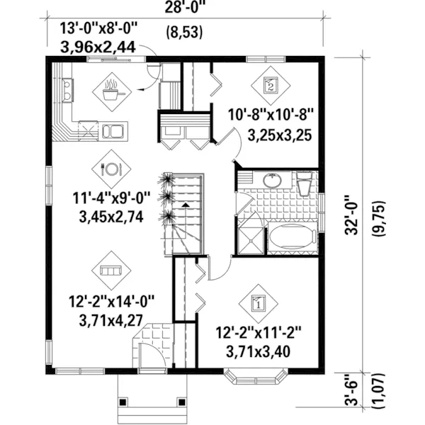 Cabin & Cottage House Plan First Floor - Tandy Country Home 126D-0365 - Shop House Plans and More