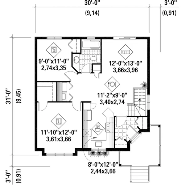 Traditional House Plan First Floor - Gatlin Country Home 126D-0366 - Search House Plans and More