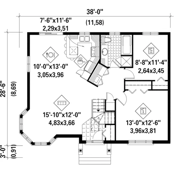 Victorian House Plan First Floor - Egan Traditional Ranch Home 126D-0368 - Search House Plans and More