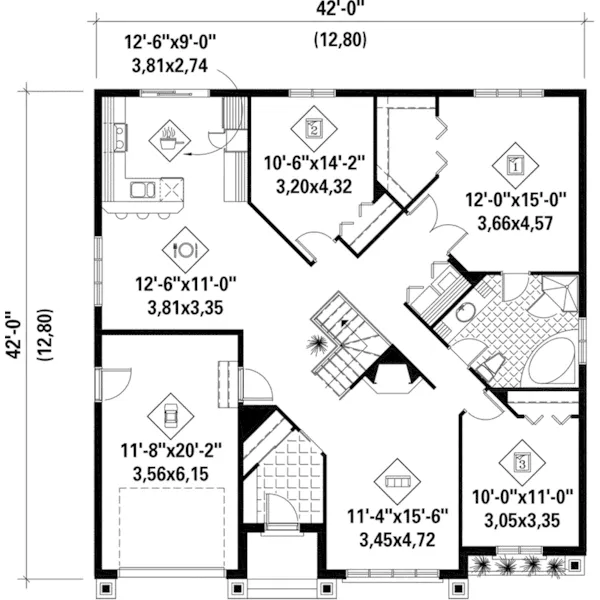 Modern House Plan First Floor - Neil Traditional Ranch Home 126D-0373 - Shop House Plans and More