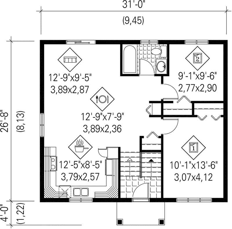 Bungalow House Plan First Floor - Noreen Traditional Home 126D-0376 - Shop House Plans and More