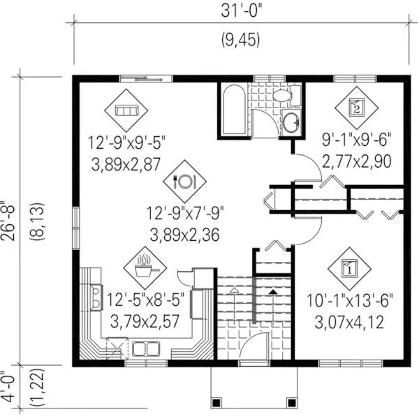 Cabin & Cottage House Plan First Floor - Noreen Traditional Home 126D-0376 - Shop House Plans and More