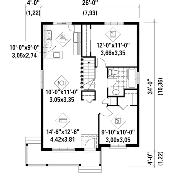 Country House Plan First Floor - Conley Creek Country Home 126D-0379 - Search House Plans and More