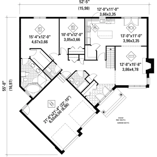 Ranch House Plan First Floor - Abbot Gate Ranch Home 126D-0380 - Search House Plans and More