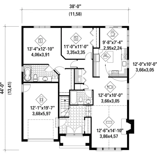 Country House Plan First Floor - Nieman Traditional Ranch Home 126D-0384 - Shop House Plans and More