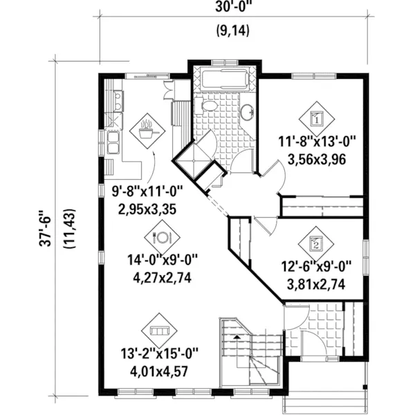 Country House Plan First Floor - Waylon Country Home 126D-0390 - Shop House Plans and More