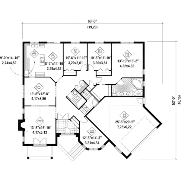 Country French House Plan First Floor - Brixey European Home 126D-0394 - Search House Plans and More