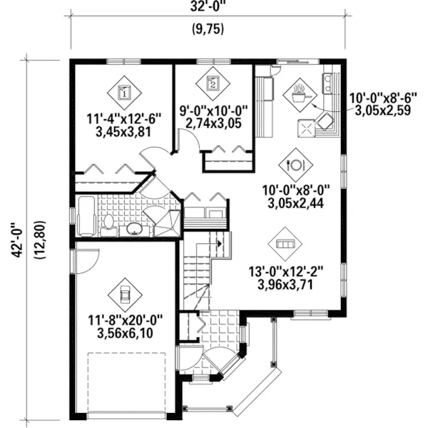 Bungalow House Plan First Floor - Klebolt European Home 126D-0395 - Search House Plans and More