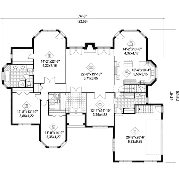 Victorian House Plan First Floor - Norina European Ranch Home 126D-0399 - Shop House Plans and More