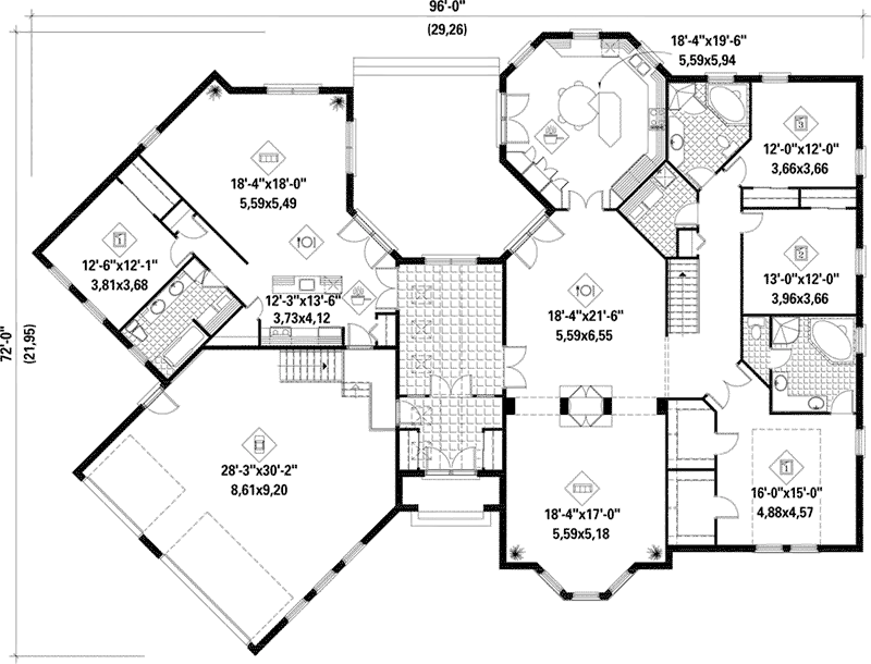 European House Plan First Floor - Carey Manor Luxury Home 126D-0402 - Search House Plans and More