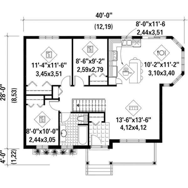 Ranch House Plan First Floor - Guilfoy Raised Ranch Home 126D-0403 - Search House Plans and More