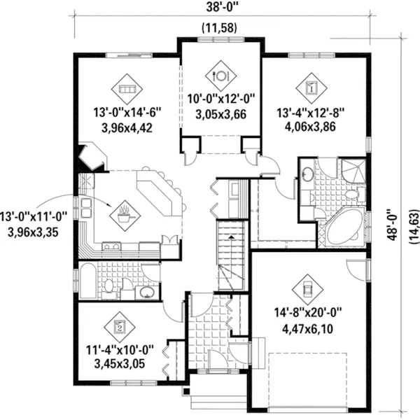 Ranch House Plan First Floor - Morrow Haven Country Home 126D-0408 - Shop House Plans and More