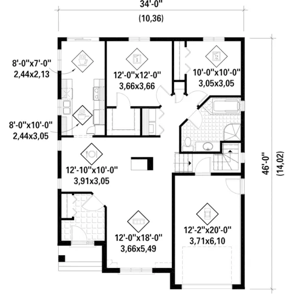 European House Plan First Floor - Preston Circle Ranch Home 126D-0410 - Shop House Plans and More