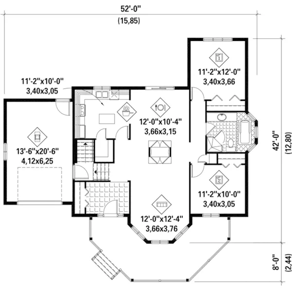 Victorian House Plan First Floor - Savanna Mill Country Home 126D-0412 - Shop House Plans and More