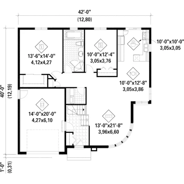 Colonial House Plan First Floor - Sigfried European Home 126D-0415 - Shop House Plans and More