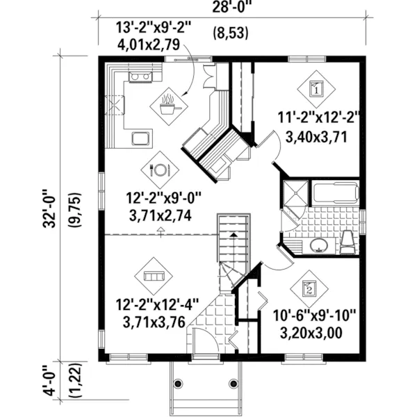 Country House Plan First Floor - Pravin Small Ranch Home 126D-0420 - Shop House Plans and More