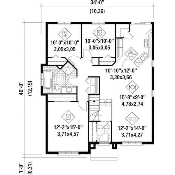 Country House Plan First Floor - Renessa Ranch Home 126D-0425 - Shop House Plans and More